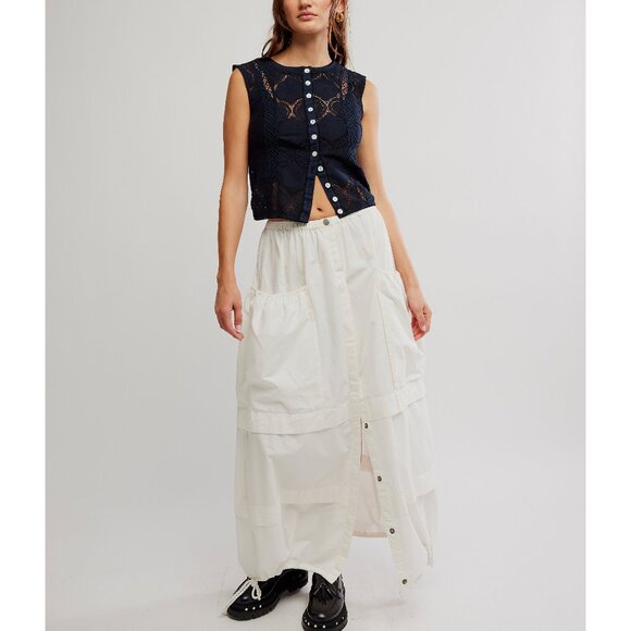 🆕 FREE PEOPLE Eloise Maxi Skirt / Clean Ivory - Picture 1 of 9